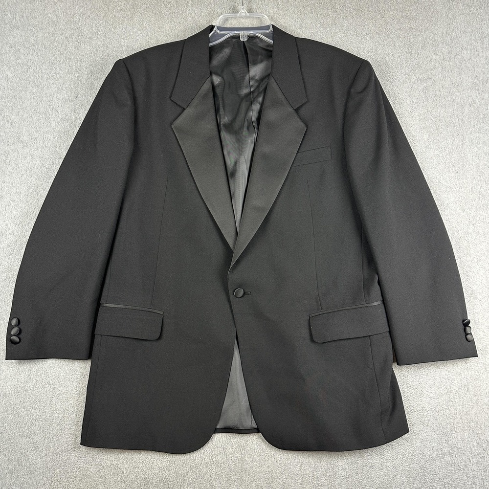 Pierre Balmain Tuxedo Suit Jacket Mens 42 Black Wool Peak Lapel One Button Coat